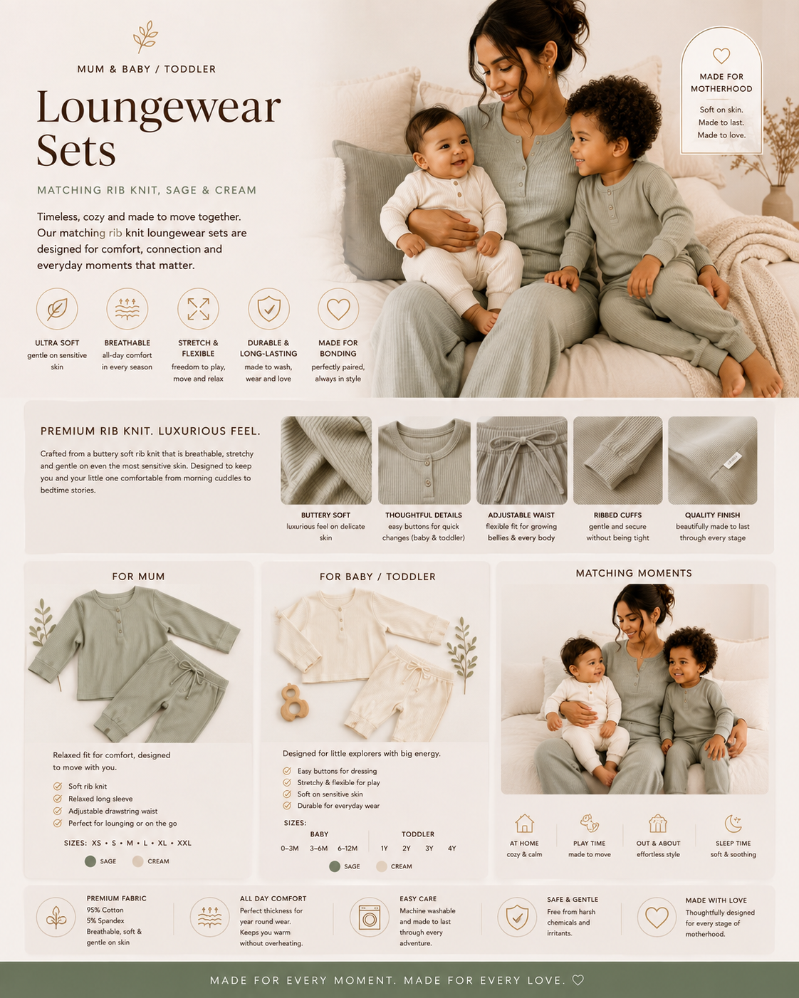 Matching Rib Knit Loungewear Set
